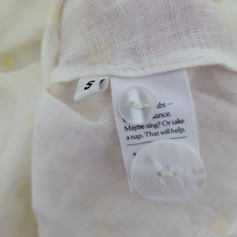 Sleeper Marie 100% linen daisy print mini dress, small - Picture 13 of 15